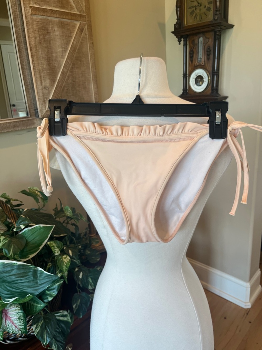 Beige Neutral Apricot Ruffled String Bikini